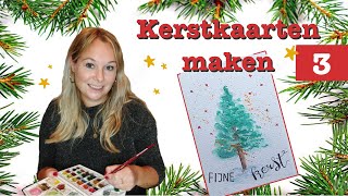 KERSTKAARTEN maken met AQUARELVERF  Kerstboom 3 [upl. by Sweyn877]