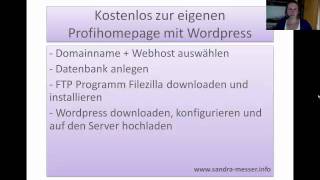 1 Teil Homepage erstellen kostenlos Wordpress deutsch [upl. by Towrey]