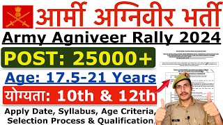 Army Agniveer Rally Recruitment 2024  Agniveer Online Apply Date 2024  Age Syllabus Physical [upl. by Noryt345]