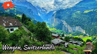 Wengen Switzerland 4K  Walking tour in the most beautiful Swiss villages  fairytale village [upl. by Elirpa114]