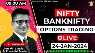 24 January Live Trading  Nifty Banknifty Live Options Trading  Nifty 50 Live nifty50 live [upl. by Kaile842]