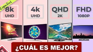 4K vs 8K UHD vs QHD vs FHD  RESOLUCIONES DE PANTALLA [upl. by Nehtan]