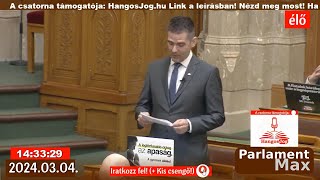 🔴 KÉNYES Azonnali Kérdések Órája ParlamentMax élő közvetítése 20240304 [upl. by Anyat511]