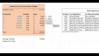 Calculating Federal Income Taxes Using Excel  2023 Tax Brackets [upl. by Yuma769]