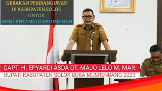 Bupati Epyardi Asda Buka Musrenbang Kabupaten Solok  Fokus Entaskan Kemiskinan [upl. by Klina981]