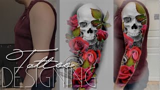 TATTOO SLEEVE STEP BY STEP  Designing a sleeve with Photoshop [upl. by Tonry]