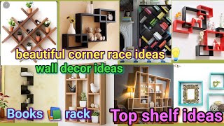 Corner wall shelves design Home wooden wall decorating ideas 2023 Wooden Bookshelf  corner racks [upl. by Aerda]