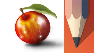 How to paint a simple apple with Autodesk Sketchbook Mobile [upl. by Kistner]