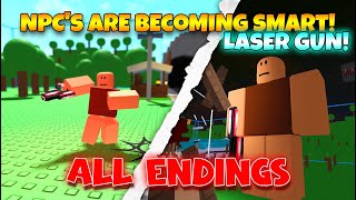 NPCs are becoming smart Laser Gun  All Endings Roblox [upl. by Rossy572]