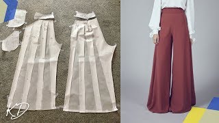 WIDE LEG PALAZZO PANTS PATTERN TUTORIAL  SLASH AND SPREAD METHOD [upl. by Ricker]