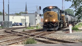 RR Diamonds Train Horn Salutes NS Train Waits For CSX Train To Cross Diamonds In Muncie Indiana [upl. by Gorrian430]