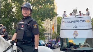 Carvajals father escorts the Real Madrid bus for the UCL celebration [upl. by Slerahc]