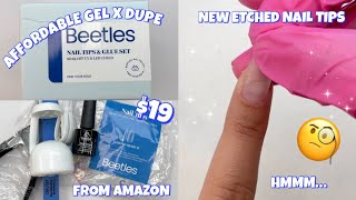 TRYING BEETLES NEW 19 GEL X DUPE STARTER KIT FROM AMAZON  EASY amp AFFORDABLE SALON QUALITY NAILS [upl. by Etnaihc]