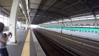 Shinkansen full speed at Ichinoseki station [upl. by Eiloj]