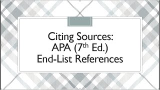 End List References APA 7th Edition [upl. by Lissner]