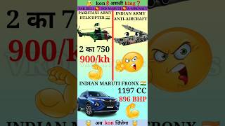 Pakistani Army Helicopter vs Indian Anti Aircraft vs Indian Maruti Fronx❓shorts [upl. by Bald]