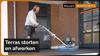 Gevlinderd betonnen terras storten en afwerken  Willem Designvloeren [upl. by Lielos]