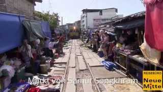 Markt von Samut Songkhram  Train Market  Thailand [upl. by Dnaloy328]