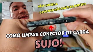 COMO LIMPAR CONECTOR DE CARGA SUJO DO SEU CELULAR [upl. by Telracs]