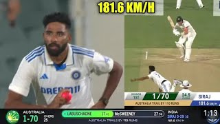 Mohammad Siraj 1816 KMH Speed Ball In Ind vs Aus BGT Match 💀 Record Breaker [upl. by Ahseyk796]