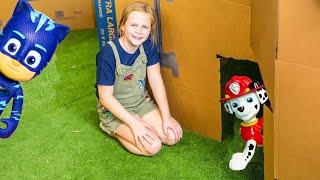 Assistant and Paw Patrol joins PJ Masks in a Box Fort Hide N Seek Challenge [upl. by Eblehs131]