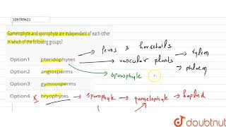 Gametophyte and sporophyte are independent of each other in which of the following groups [upl. by Dumm]