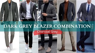 Dark Grey Blazer Matching Shirt and Pants  Charcoal Grey Blazer Combination [upl. by Maclay368]