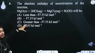 The absolute enthalpy of neutralisation of the reaction MgOs  2HClaq MgCl2aq  H2 [upl. by Robins]