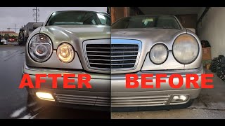 W210 Mercedes Benz E300d Depo Headlights Upgrade [upl. by Garvin]