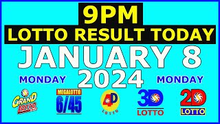 9pm Lotto Result Today January 8 2024 Monday [upl. by Nanaj]