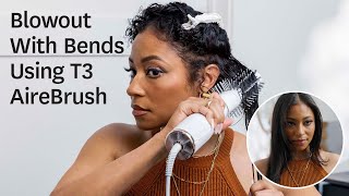 Curly Hair Blowout HowTo with the T3 AireBrush Blow Dry Brush [upl. by Retsevlis61]