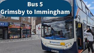 Grimsby Immingham Bus 5 from Grimsby to Immingham UK August 2023 [upl. by Blockus664]