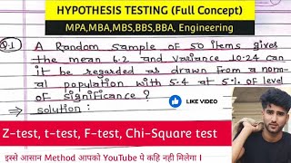 Hypothesis Testing Problems  Z Test amp T Statistics  One amp Two Tailed Tests 2  problem 1 [upl. by Fattal780]