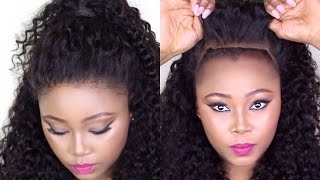 How To Make A Curly Hair Frontal Wig Tutorial  Start To Finish  No Glue No sewn NO Hair Out [upl. by Deana]