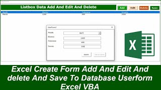 Excel Create form Add And edit And delete and save excel VBA [upl. by Spain]