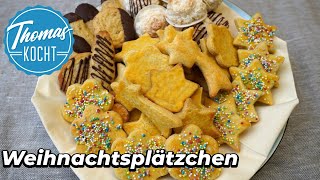 3 Varianten Weihnachtsplätzchen  Butterplätzchen Spritzgebäck Kokosmakronen [upl. by Elletnwahs]