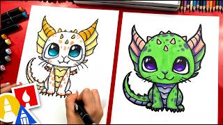 How To Draw A Mythical Kitten Dragon [upl. by Illek]