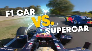 F1 Car vs Supercar at Mount Panorama circuit in Bathurst 🇦🇺 [upl. by Anowahs]