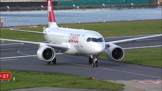 Swiss CS100  Airbus A220 London City Airport Tower View Full rotation [upl. by Sunil]