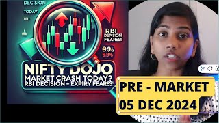 CRASH Today RBI Decision  Expiry Fears Pre Market Report Nifty amp Bank Nifty 05 Dec 2024 Range [upl. by Jaime770]