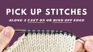 How to Pick Up Stitches Along Cast On or Bind Off Edges  Pick Up and Knit From Horizontal Edge [upl. by Ahseined520]