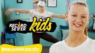 Autumn Miller’s Blindfold Ballet Spin Challenge I RECORDSETTER KIDS [upl. by Kempe]