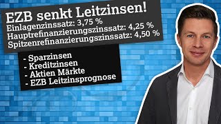 EZB Leitzins Senkung auf 425  und Einlagenfazilität bei 375 [upl. by Nayarb429]