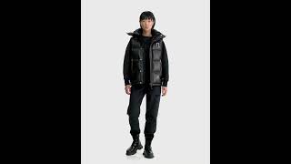 RUDSAK Shiny REN X UNISEX LEATHER DOWN PUFFER VEST Hooded Black Women Men [upl. by Scarface]