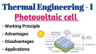 Photovoltaic cell ll Working Principle ll Advantages ll Disadvantages l Applications l Thermal Engg [upl. by Nylicaj]