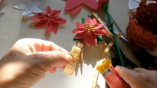 DIY PRENDEDOR DE GUARDANAPO FLOR POINSETTIA  FLOR DO NATAL  Flor de Belem [upl. by Maddalena]