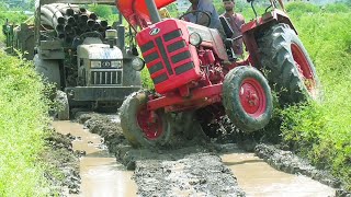 Eicher 485 Tractor Stuck in with Loaded Trolley Pulling New Holland 3630 and Mahindra 275 Di XP plus [upl. by Longawa434]