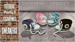 Sneakers para bebé a crochet tipo Converse All Star 33 [upl. by Elbys561]