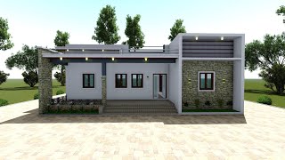 3 BEDROOM BUNGALOW DESIGN FLAT ROOF 12×14m  SQ 168mm [upl. by Ientruoc260]