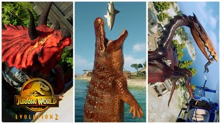 ALL 76 MODDED DINOSAUR SPECIES REPTILES and PREHISTORIC ANIMALS  Jurassic World Evolution 2 [upl. by Annola542]